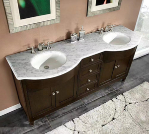 lavabo doble de madera tocador de mármol para lavabo de recipiente