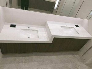 Lavabo doble de madera Cuarzo Vanity Top para baño